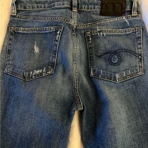 R13 Relaxed Blue Jeans with Eye Embroidery